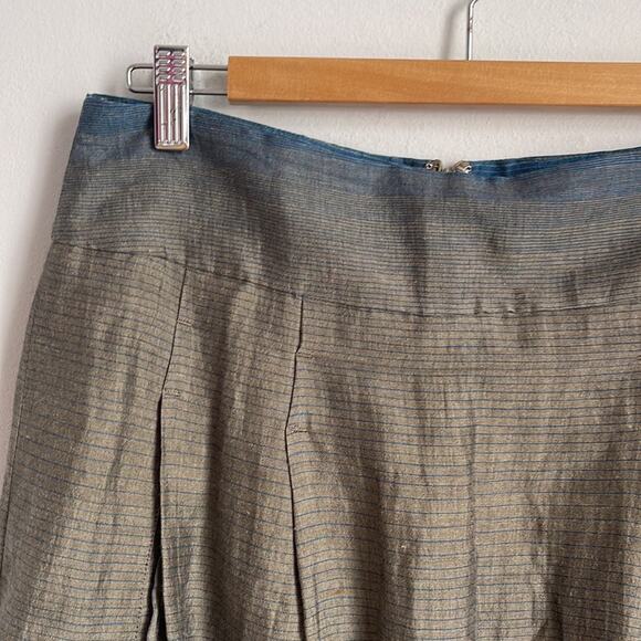 Vince linen cotton blend striped A line skirt with pockets sz 6 - Picture 4 of 9